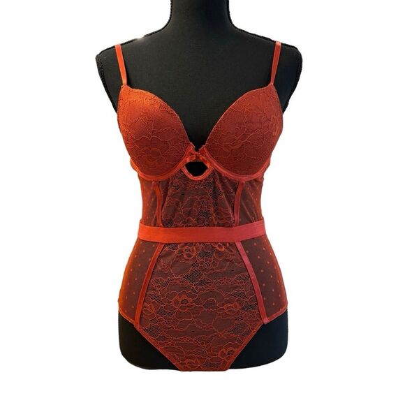 Lingerie Sexy Lace Orange Large - Picture 1 of 4